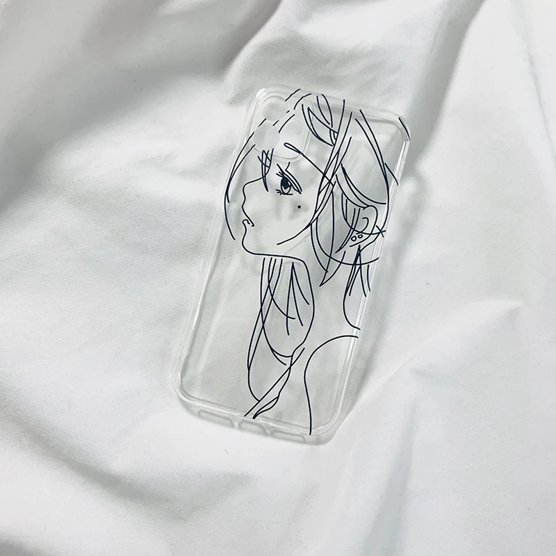 

Suitable for Apple 12 Phone Case Iphone11 Silicon Case 6s78plus Cartoon Lines Xrxs Girl Promax