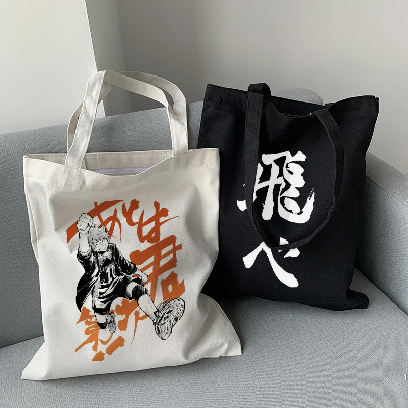 

Холщовая Сумка Haikyuu с японским аниме, Повседневная сумка-шоппер в стиле панк, модная женская сумка в стиле Харадзюку, вместительная винтажна...