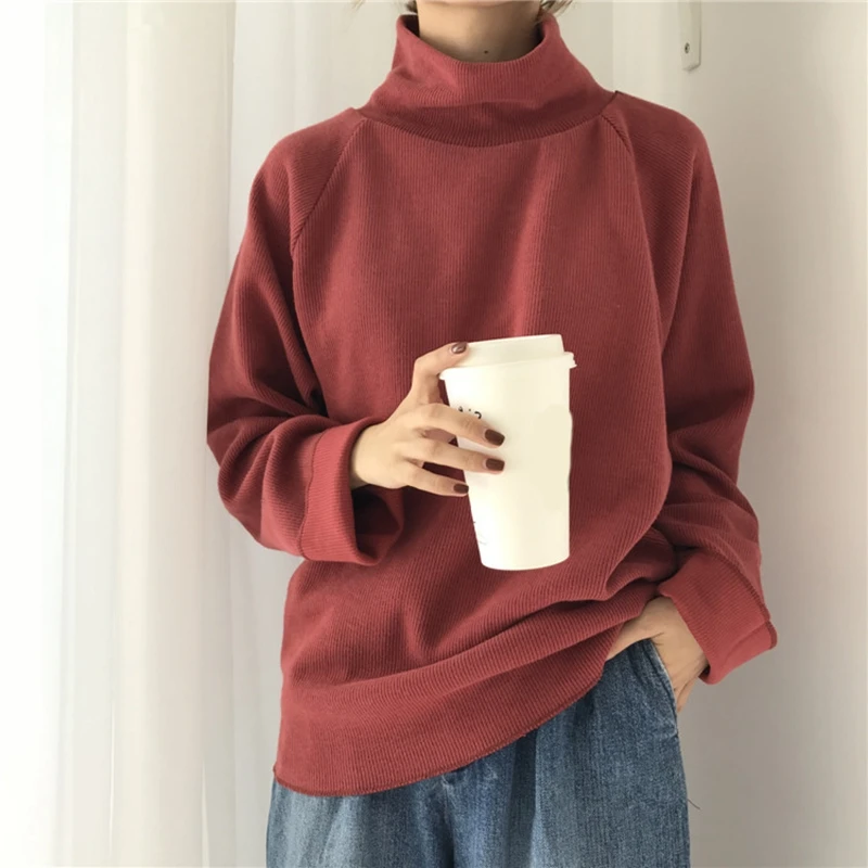 burgundy sweater RealShe кашемировый женский свитер водолазка длинный рукав летучая мышь свитера женские осенние повседневные свободные осенние свитера для женщин - Цвет: burgundy sweater
