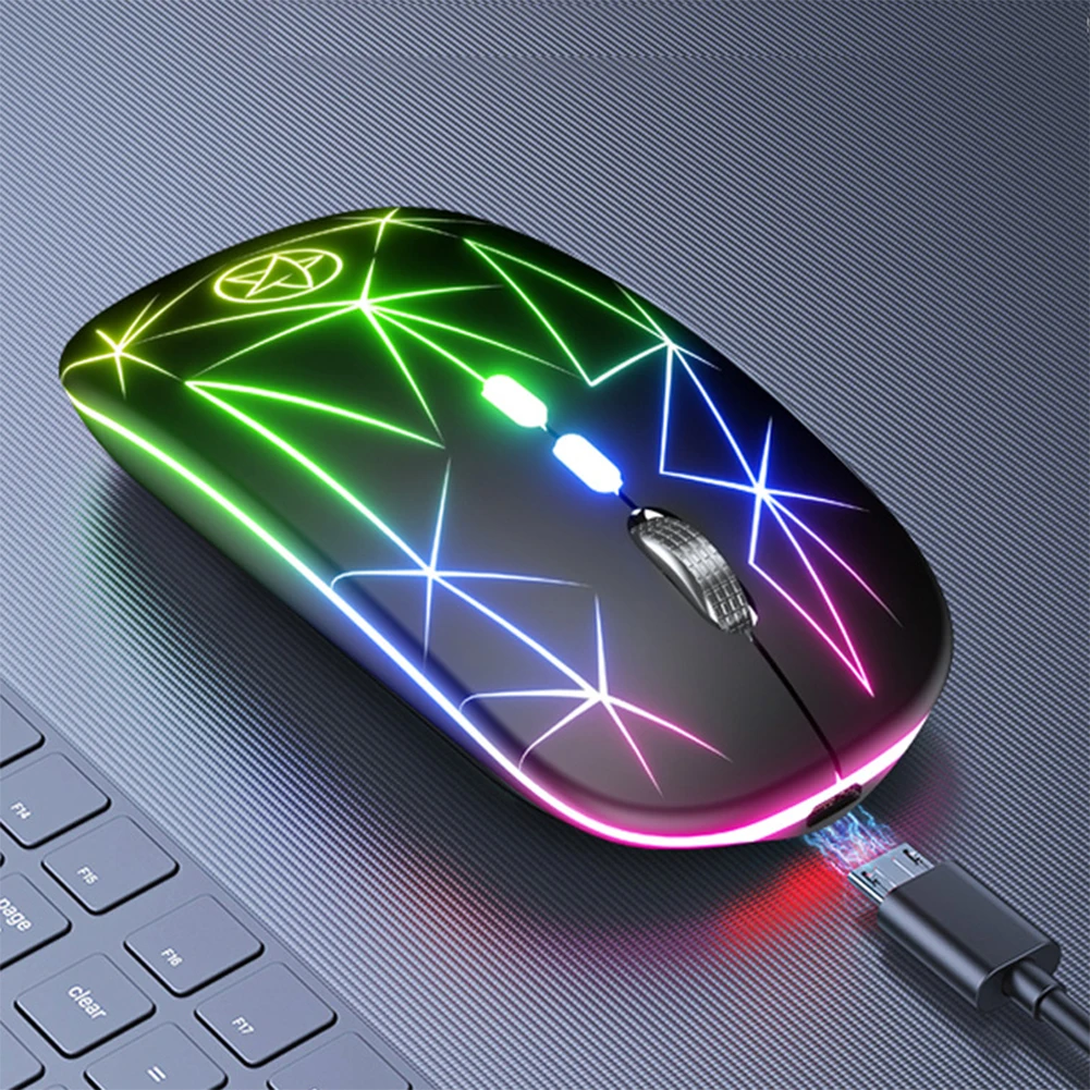 

2.4Ghz Wireless Mouse 1600dpi RGB Ergonomic Mouse Business Office Computer Mouse Gamer USB Rechargeable Mute Mice For PC Laptop
