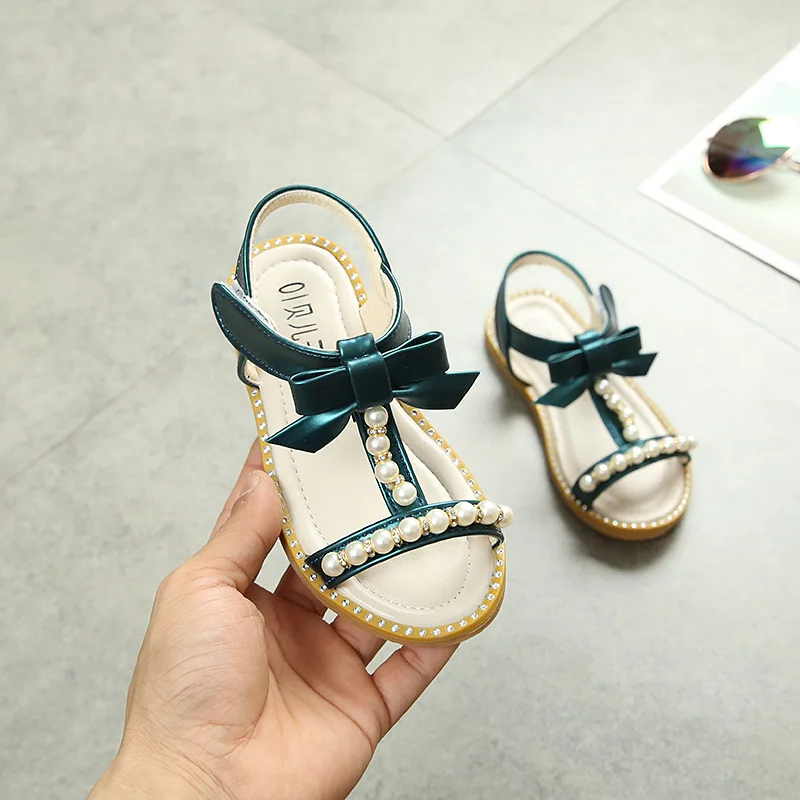 

2019 Summer New Children's Sandals Girls Pearl Princess Shoes Bow Slip Baby Shoes Beach Shoes Toddler Girl Sandals Size 21-30