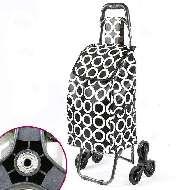 Складная корзина для покупок с колесом утолщенная удочка багажная тележка