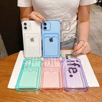 four corner airbag anti falling case for iphone 13pro 12promax 7 8plus 12 11promax xsmax xr transparent soft shell with card bag