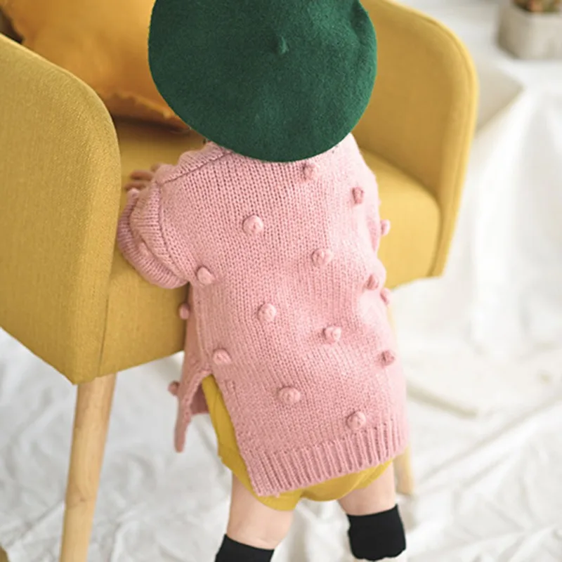 Baby Girl Sweater Infant Girls Cardigan Jacket Winter Warm Child Ball In Hand Down Sweater Cardigan Baby Clothes 0-3Y