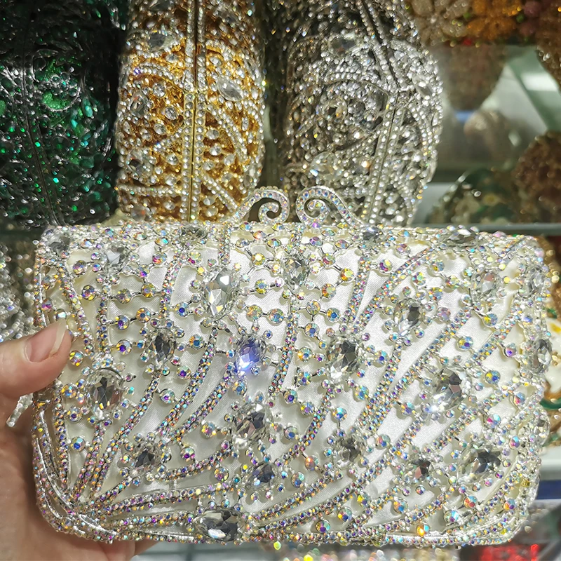 

Высококачественный Серебряный Свадебный клатч-кошелек для невесты 2021 AB Стразы вечерние сумочки с кристаллами женские вечерние сумки с кри...