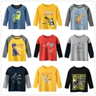 Весна 2022, детские футболки, одежда, топы с длинным рукавом и динозаврами, Детские футболки, детские футболки, топы