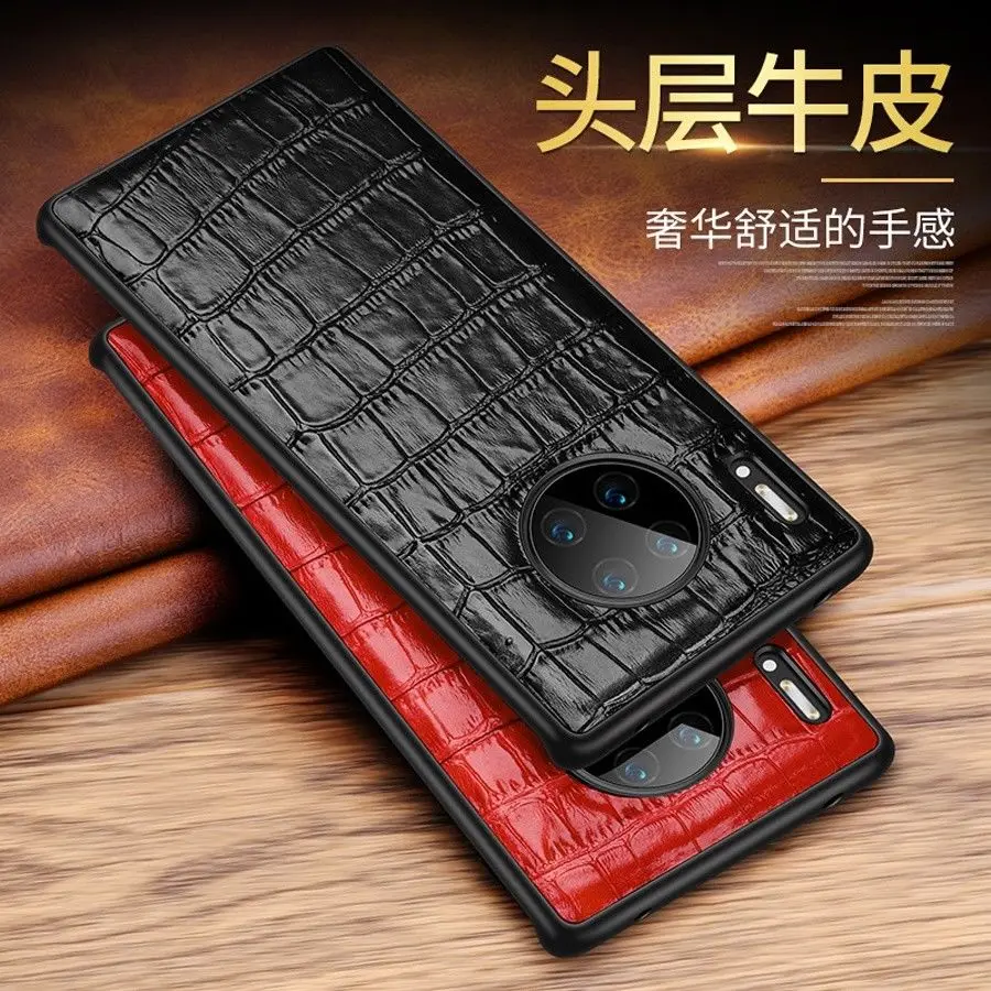 Чехол-накладка для Huawei Mate 30 Pro, из 100% натуральной кожи под крокодиловую кожу