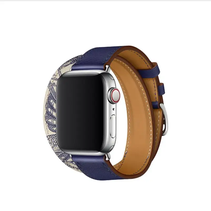 Encre Beton Серия 5/4/3/2/1 Double Tour удлиненные кожаный ремешок для наручных часов Apple Watch браслет для наручных часов iWatch 38 мм 42 мм 40 мм 44 - Цвет ремешка: Encre Beton