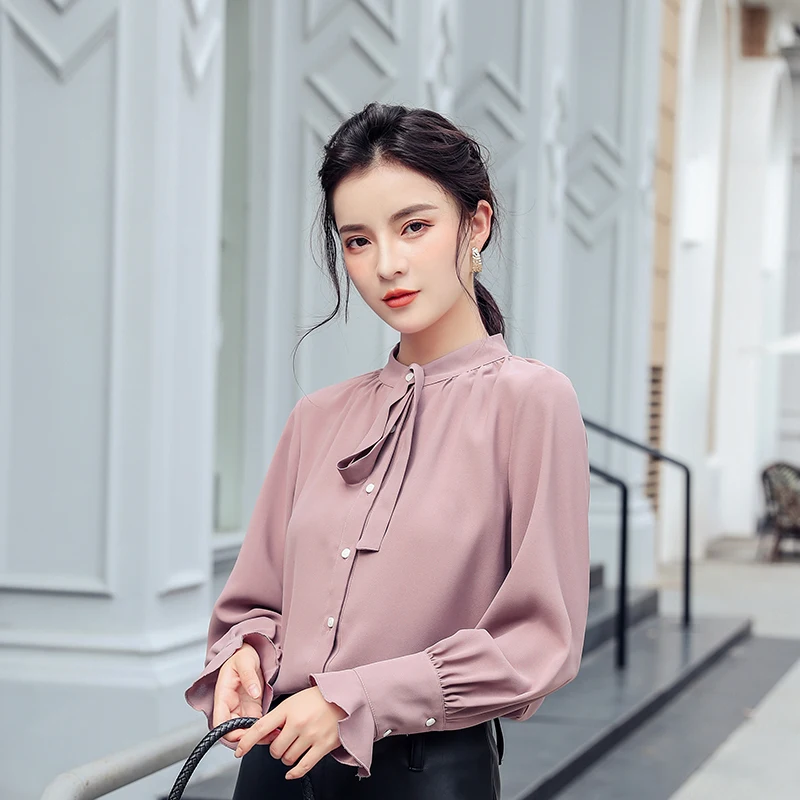 2019 New Arrival Women Shirt Fashion Female Spring Autumn O-neck Long-sleeved Womens Blouses Korean Style OL blusas
