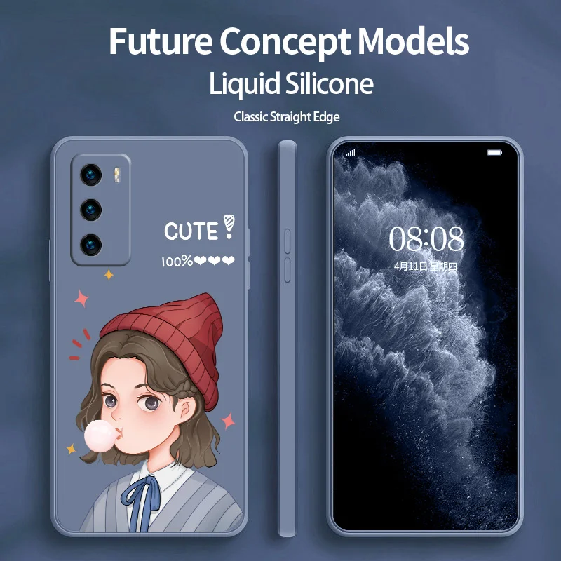 

Glowing Girl Phone Case For Huawei P40 P40Lite P30 P20 Mate 40 40Pro 30 20 Pro Lite P Smart 2021 Y7a Silicone Cover