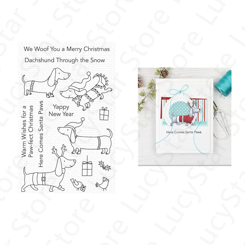 

2021 New Christmas Dog Clear Stamps and Metal Cutting Dies For DIY Craft Making Decoration Word Greeting Card Scrapbooking Album