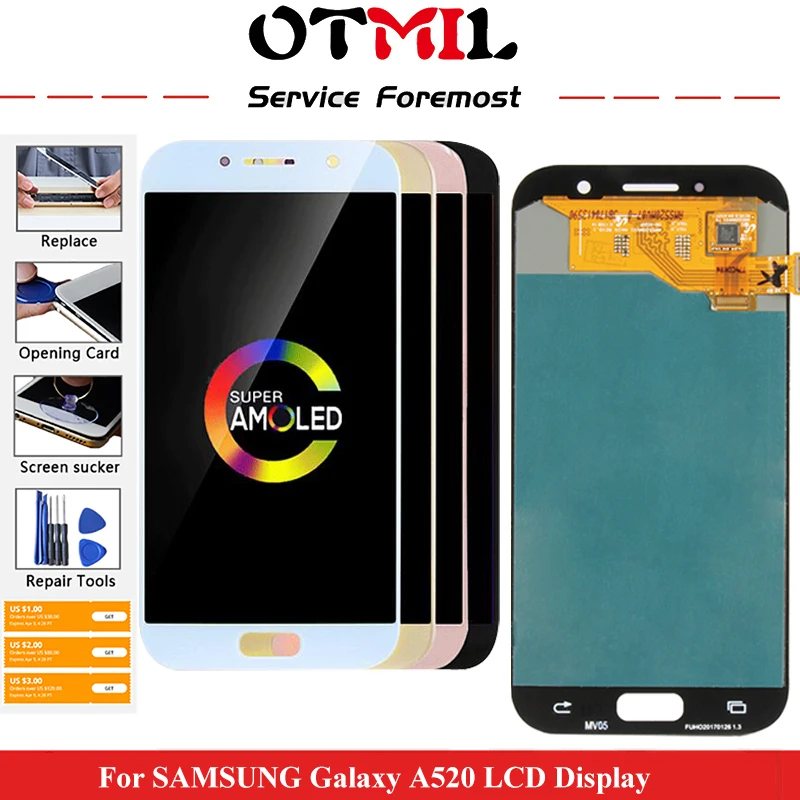 OTMIL 5 2 &quotAMOLED для SAMSUNG Galaxy A520 ЖК дисплей сенсорный экран дигитайзер Замена A5 2017 SM
