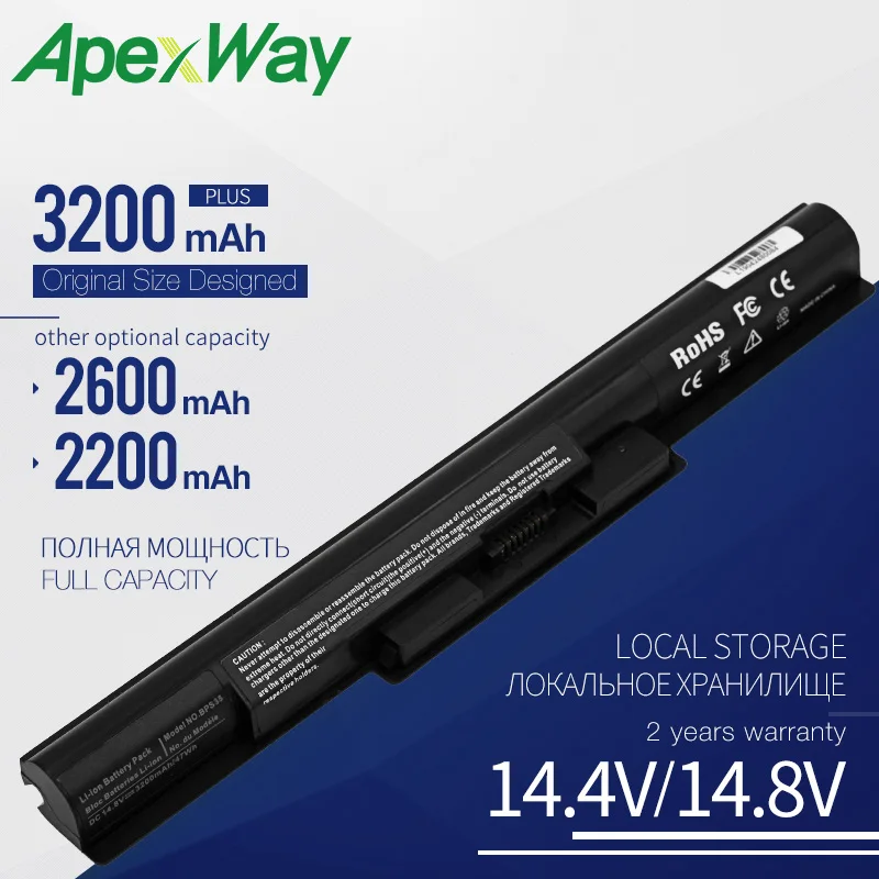 Аккумулятор ApexWay для ноутбука Sony BPS35 4 ячейки 14 В 3200 мА/ч VAIO Fit 14E подходит моделей 15E