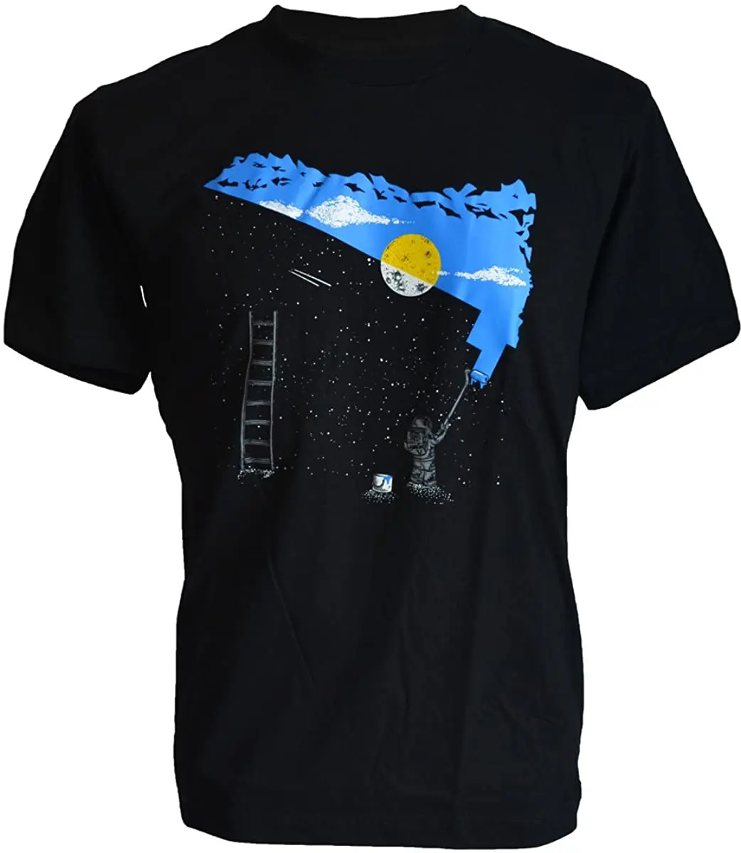 

Astronaut Day Night Full Moon Space Stars Men's T-Shirt Graphic Design Tee