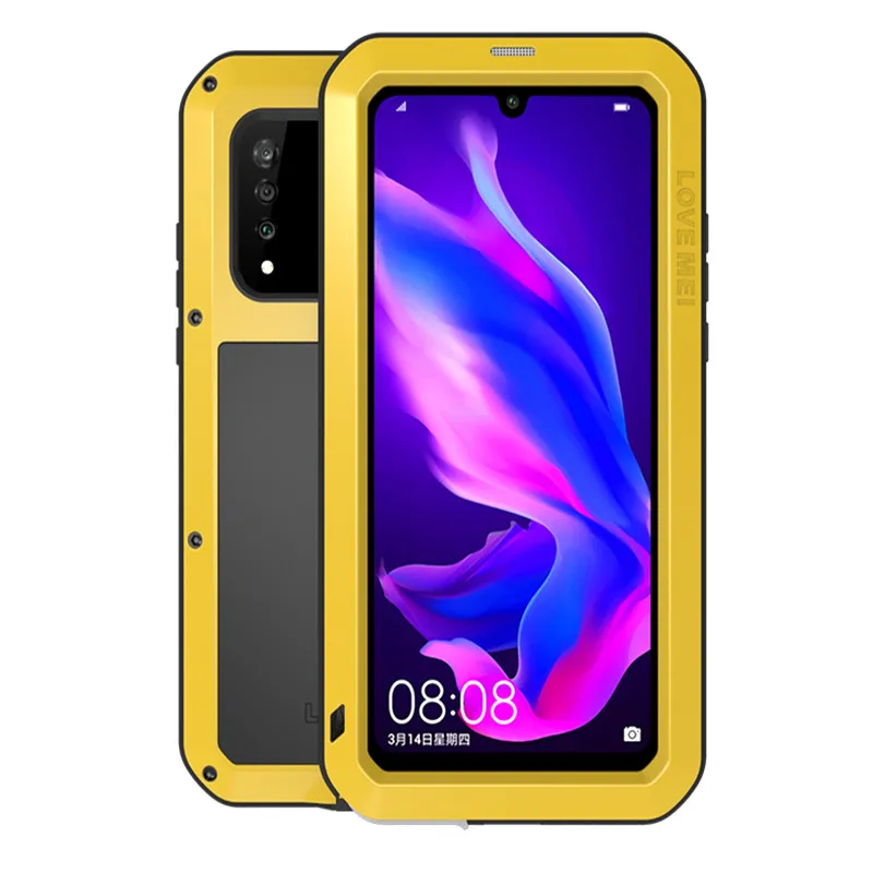 Yellow Сверхпрочная защита Doom, металлический алюминиевый чехол для huawei P30 Lite, металлический защитный чехол huawei P30 Pro, чехол Gorilla glass, чехол - Цвет: Yellow
