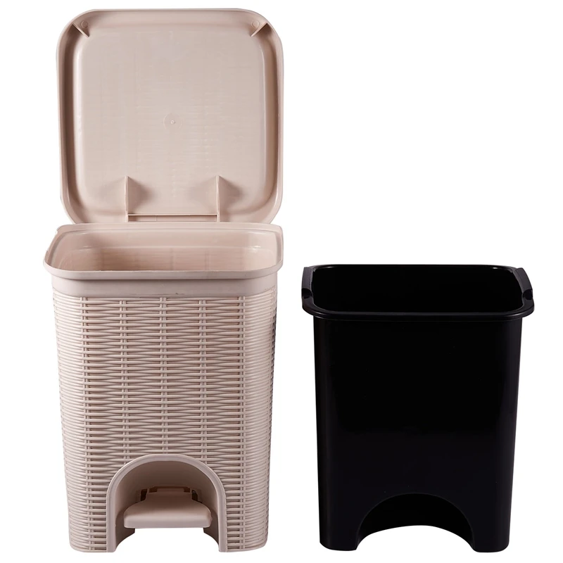 PP ротанговая мусорная корзина нажимной Тип мусорного ящика пластиковая для