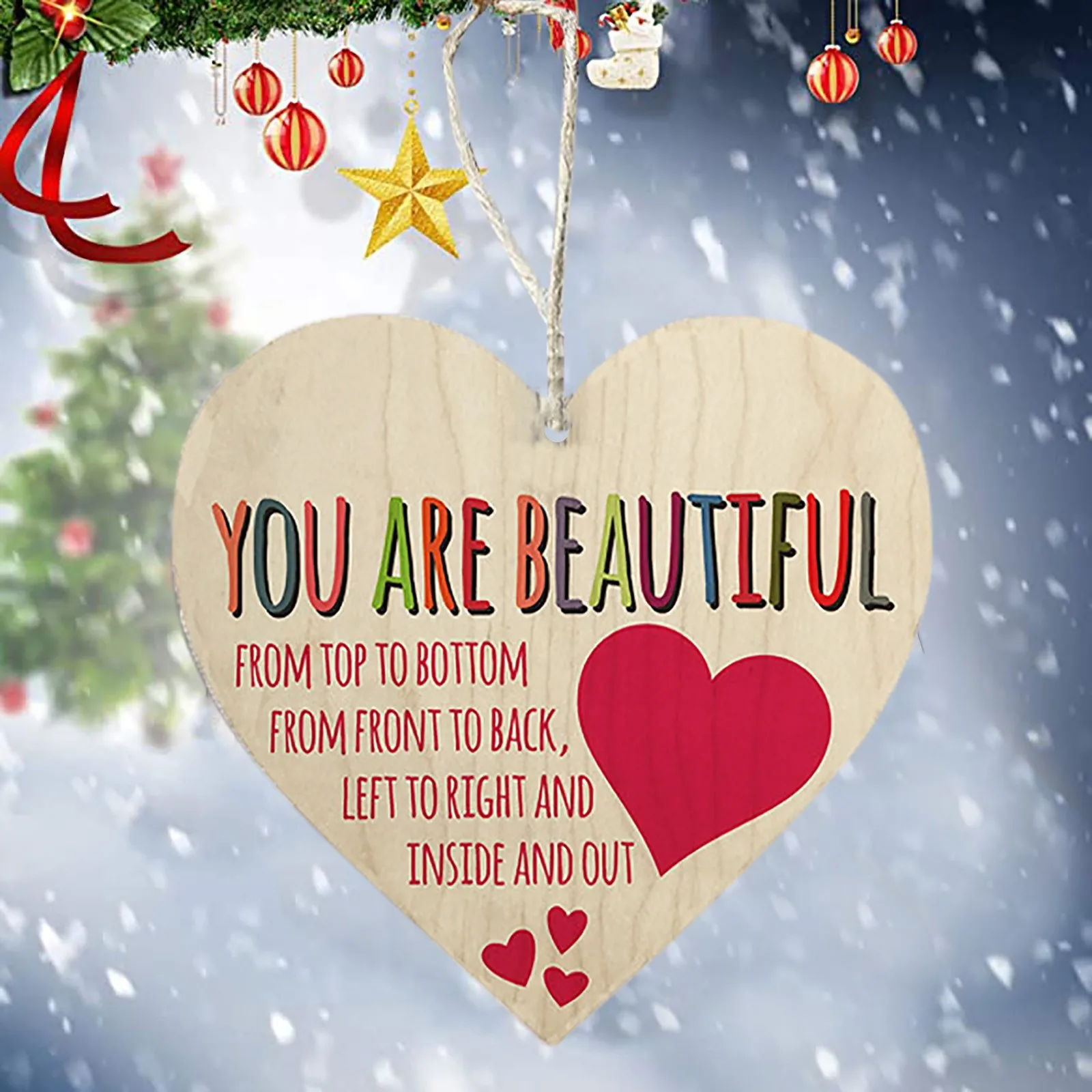 

1pcs Valentine's Day Pendant Home Decoration Wooden Crafts Heart-shaped Souvenir Tree Hanging Ornament новогодние украшения 2021