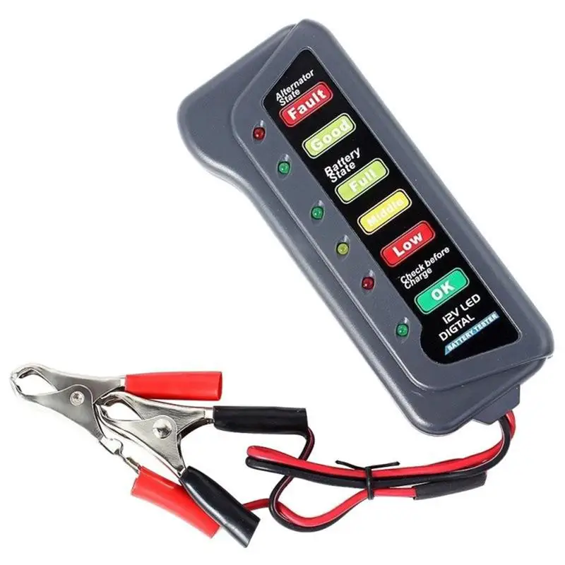 

Mini 12V Car Battery Tester Digital Alternator Tester 6 LED Lights Display Car Diagnostic Tool Auto Battery Tester For Car