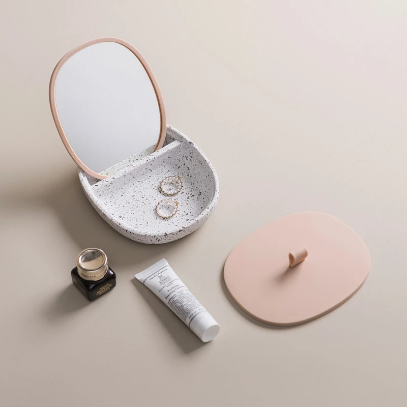 

Household Portable Jewelry Box Multifunctional Travel Mini Earrings Ring Lipstick Storage Box with Mirror and Silicone Seal Lid