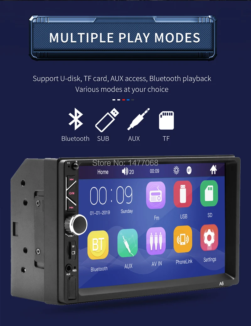Автомагнитола 2 Din Mirror Link аудио видео MP5 плеер Bluetooth Handsfree A2DP USB TF Aux стерео система 7 дюймов головное устройство PHYEE A6