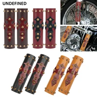 motorcycle front fork pu leather cover wspiked decorative shock absorber protector dust guard covers universal for harley dyna