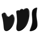 Набор инструментов Gua Sha из натурального черного обсидиана, скребок для гуаши, инструмент для массажа лица, головы, шеи, красоты лица