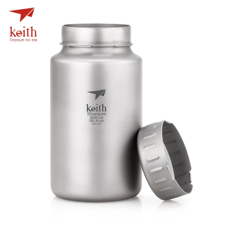 

Keith Pure Titanium Wide Mouth Water Bottle Outdoor Camping Climbing Sports Bottle Threadless Large Capacity Titanium Kettle