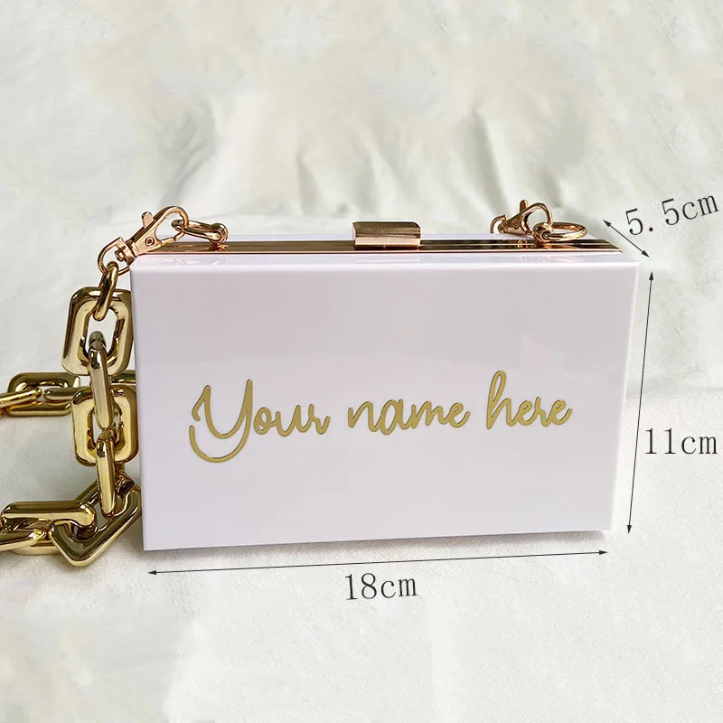 Индивидуальный акриловый клатч в золотой оправе кошелек с монограммой для