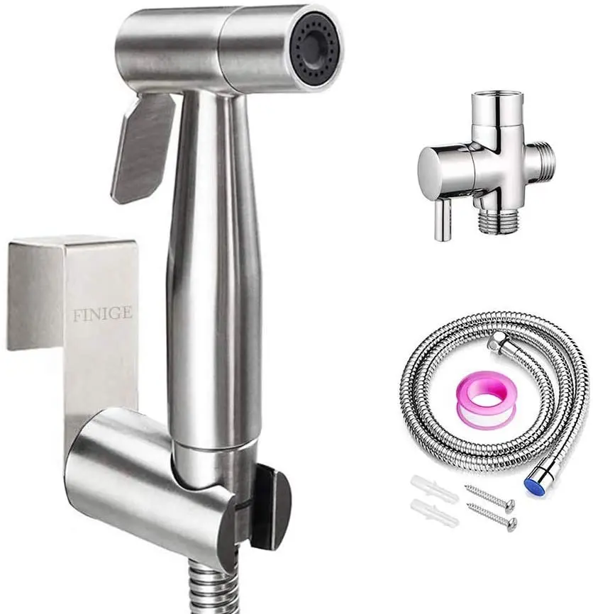 

New Handheld Bidet Sprayer For Toilet Cloth Diaper Portable Pet Shower Toilet Stainless Steel Water Sprayer Toilet Attachment