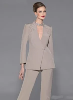 mother of the bride dresses sheath v neck long sleeves beaded with pants suit long groom mother dresses for weddings
