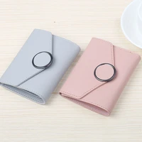 new fashion short ring british retro wallet solid color tri fold student coin purse fashion card case