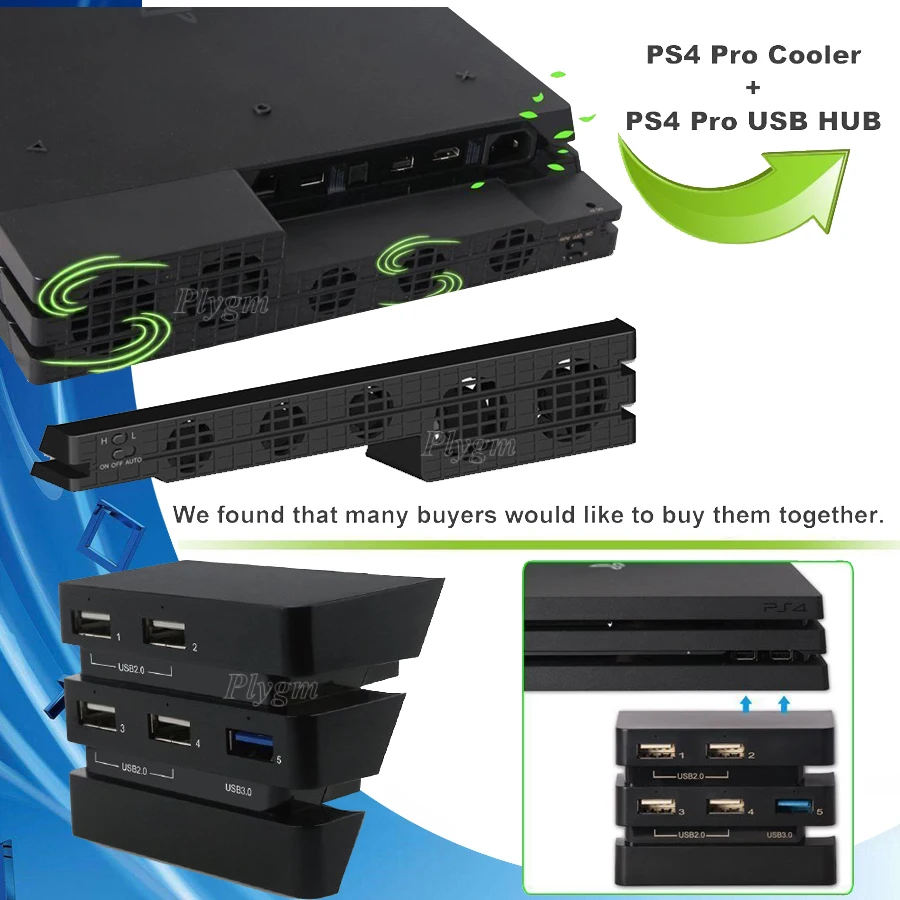 PS4 PRO Mulitfunction 2 в 1 комплект кулер быстроохлаждаемая охлаждаемая охлаждающая вентилятор и 5 внешних USB HUB Play Station 4 Pro PS 4 PS4 аксессуары
