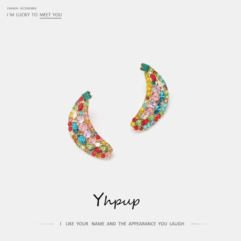 Yhpup Новая мода роскошный бренд личности банан серьги гвоздики в форме фруктов