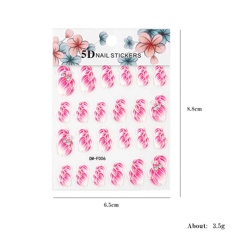 

New technology ultra-thin transparent three-dimensional embossed flower series 5D adhesive embossed nail stickers