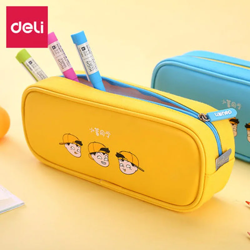 

Deli Simple and Cute Creative Pencil Case Xiao Ming Classmates Solid Color Oxford Cloth Pencil Case Children Pencil Bag