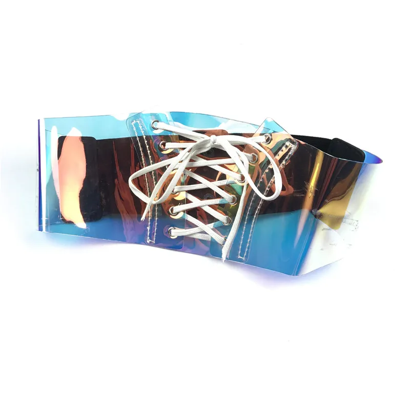 

New Transparent Laser Elastic Wide Belt Fashion Waist Seal Straps Women with Cloth Belt 2020 Harajuku Waist Belts Women