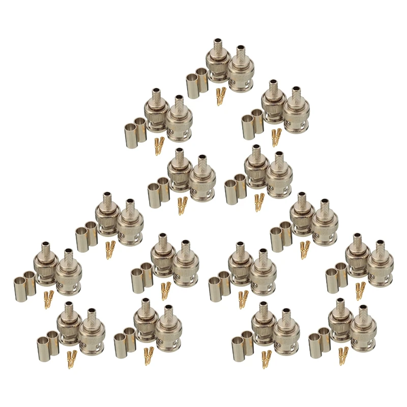 

30 Sets 3-Piece BNC Male RG58 Plug Crimp Connectors
