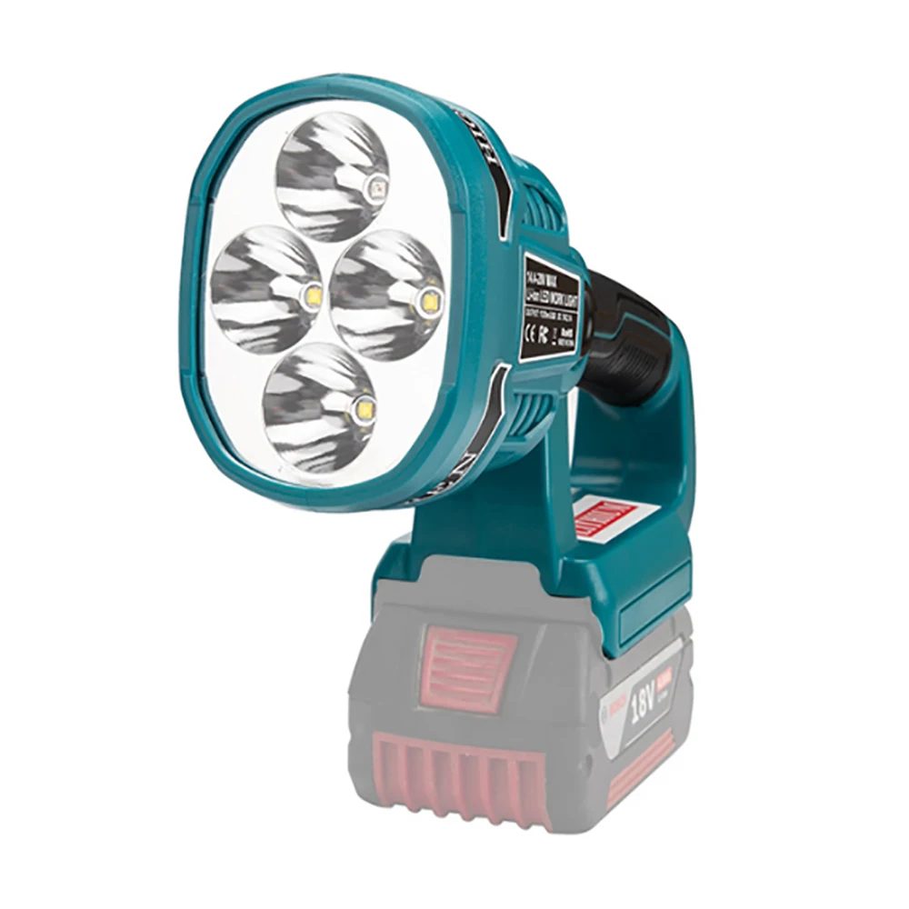 저렴한 휴대용 LED 경고 스포트 라이트 작업 램프 손전등 토치, Makita Bosch 14.4V 18V 리튬 이온 배터리 BL1830 BL1430 BAT618 BAT614
