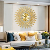 newly wall clock crystal sun modern style silent clocks for living room office home decoration digital wall clock 38x38cm