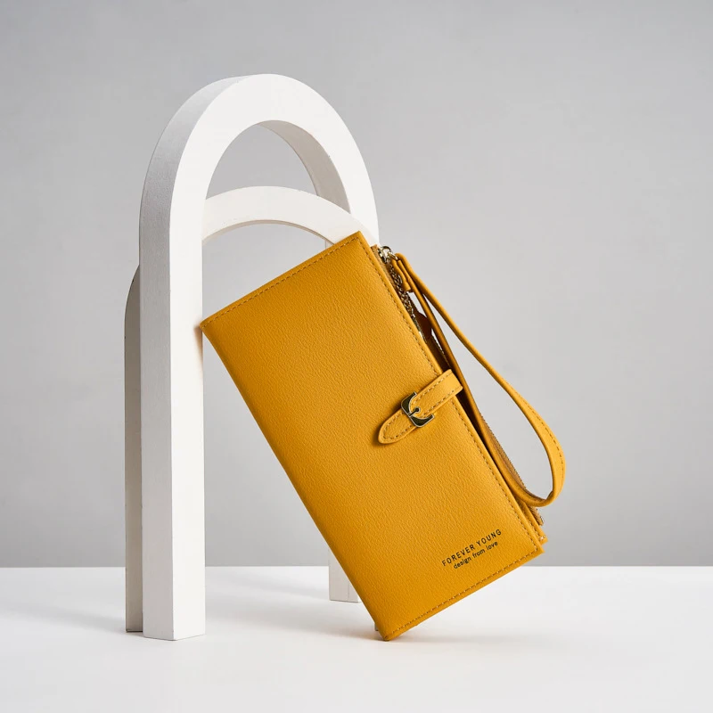 Женский Длинный кошелек с ремешком на запястье Дамский клатч несколькими