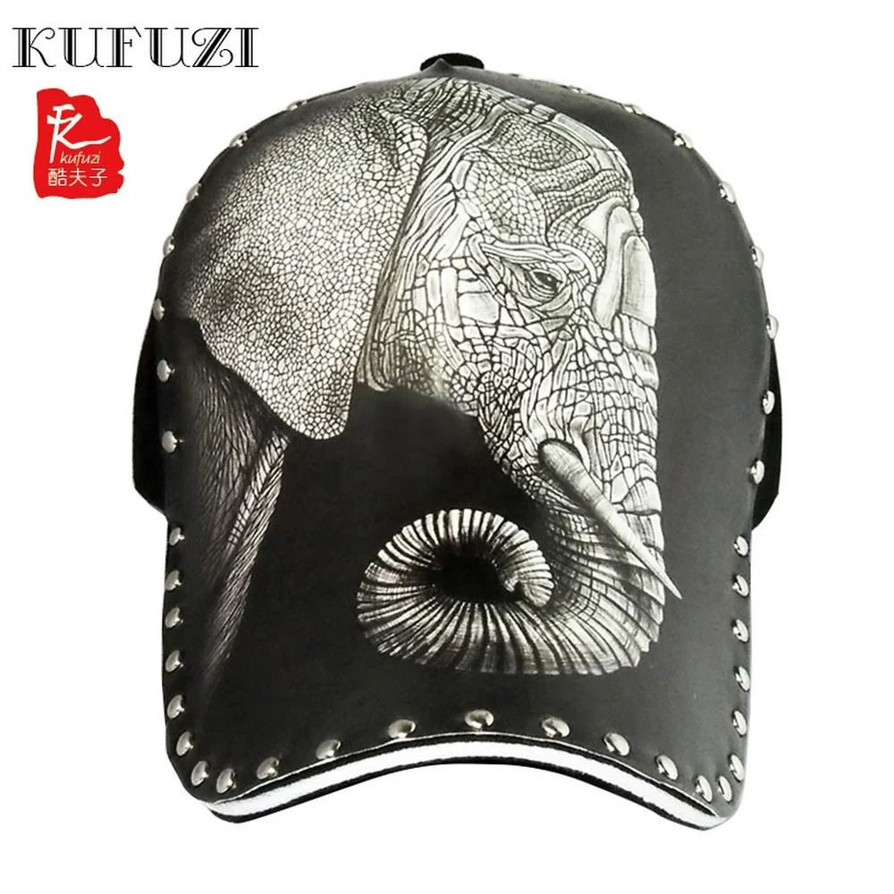 

New Personality Illustration Elephant Black and White Baseball Cap Creative Fashion Men & Women Outdoor Trend Baseball Caps
