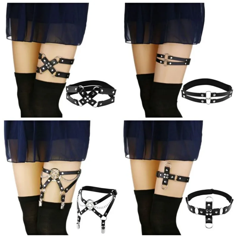 

FXCUBE New Goth Punk Leg Strap Garter Belt Pentagram Thigh Harness Women Girls Gothic Cosplay Accessories Harajuku Egirl Jewelry