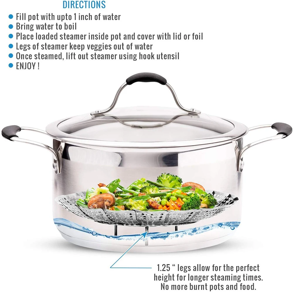 Складной отпариватель для посуды сетчатая корзина из нержавеющей стали