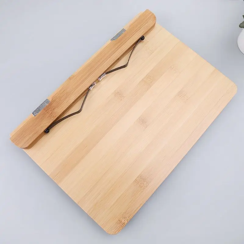 

Bamboo Adjustable Reading Book Holder Tray Page Paper Clips Foldable Tablet Cookbook Portable Sturdy Bookstand