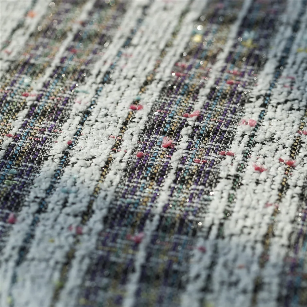 Модная твидовая ткань в клетку и полоску от кутюр блестящие металлические линии