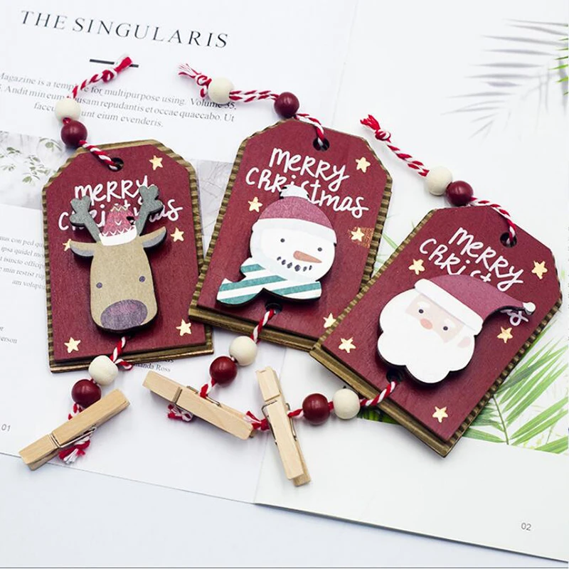 Новые рождественские украшения деревянная окрашенная подвеска с Санта-Клаусом