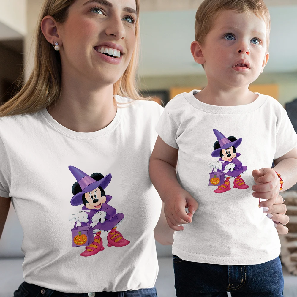 Camiseta de Disney con dibujo de Minnie Mouse para ni&ntilde;os, camiseta divertida de aspecto familiar para mam&aacute; y ni&ntilde;a, regalo de Halloween, camiseta de Anime-1
