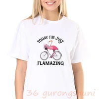 summer woman tshirt women harajuku printing flamingo casual fashion t shirt o neck white tops female cloth short sleeve t shirts