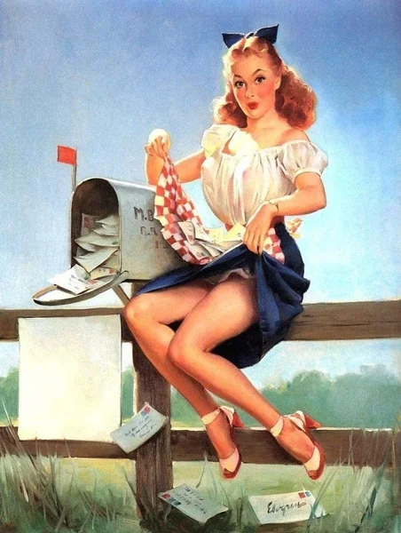 

PotteLove Metal Vintage Retro Pin Up Gil Elvgren Tin Sign Wall Plaque