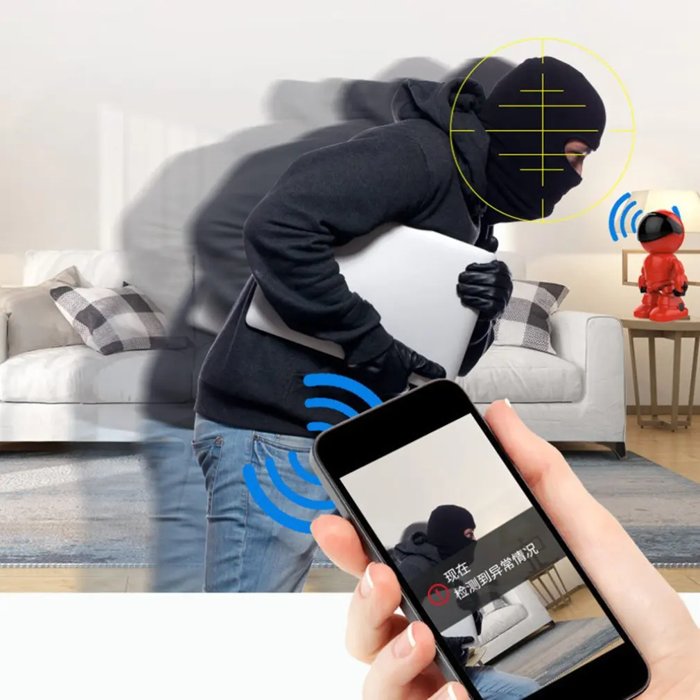 1080P Wi Fi робот IP камера с панорамированием наклоном поддержкой P2P ночным видением